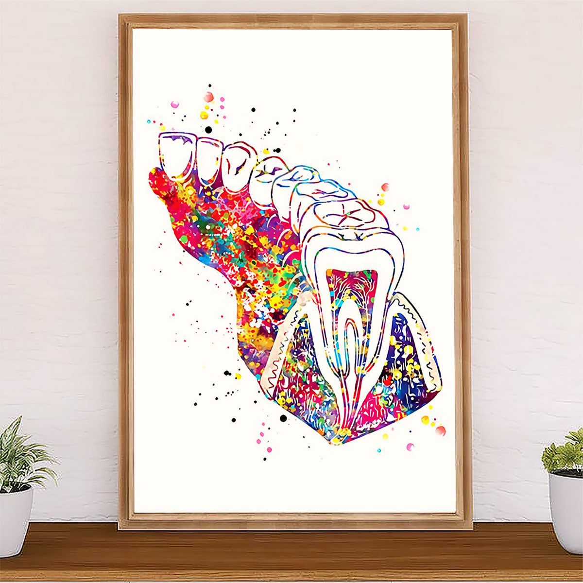 Dental Canvas Watercolor Teeth Art Painting | Wall Art Gift for Dentist