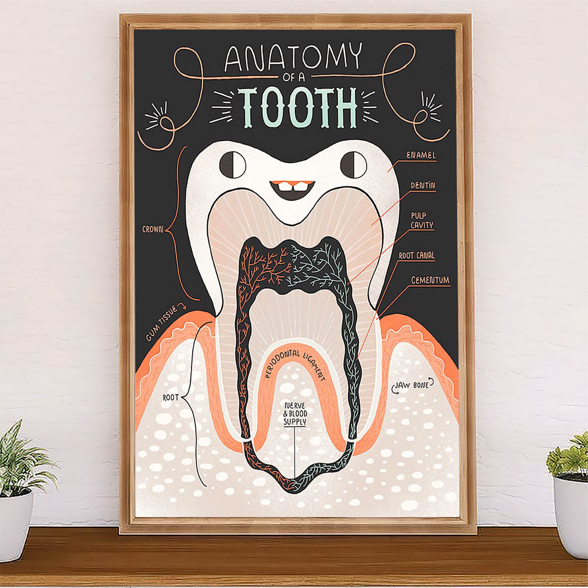 Dental Poster Anatomy Of A Tooth | Wall Art Gift for Dentist
