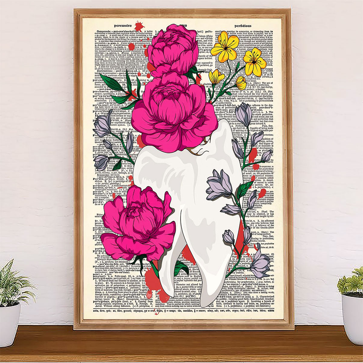Dental Canvas Flower Tooth | Wall Art Gift for Dentist