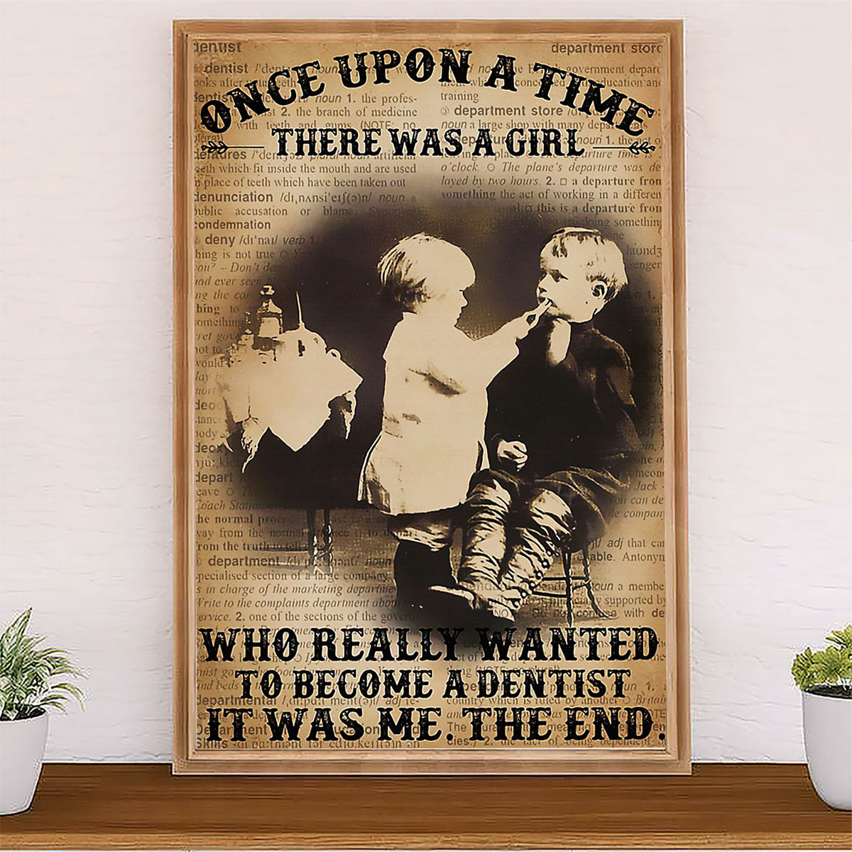 Dental Canvas There Was A Girl Who Really Wanted To Become A Dentist | Wall Art Gift for Dentist