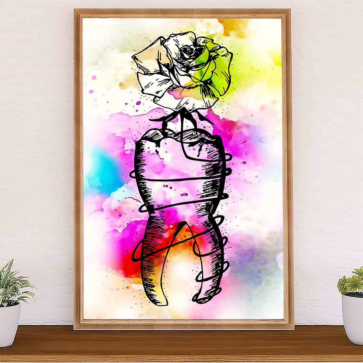 Dental Canvas Flower Tooth | Wall Art Gift for Dentist