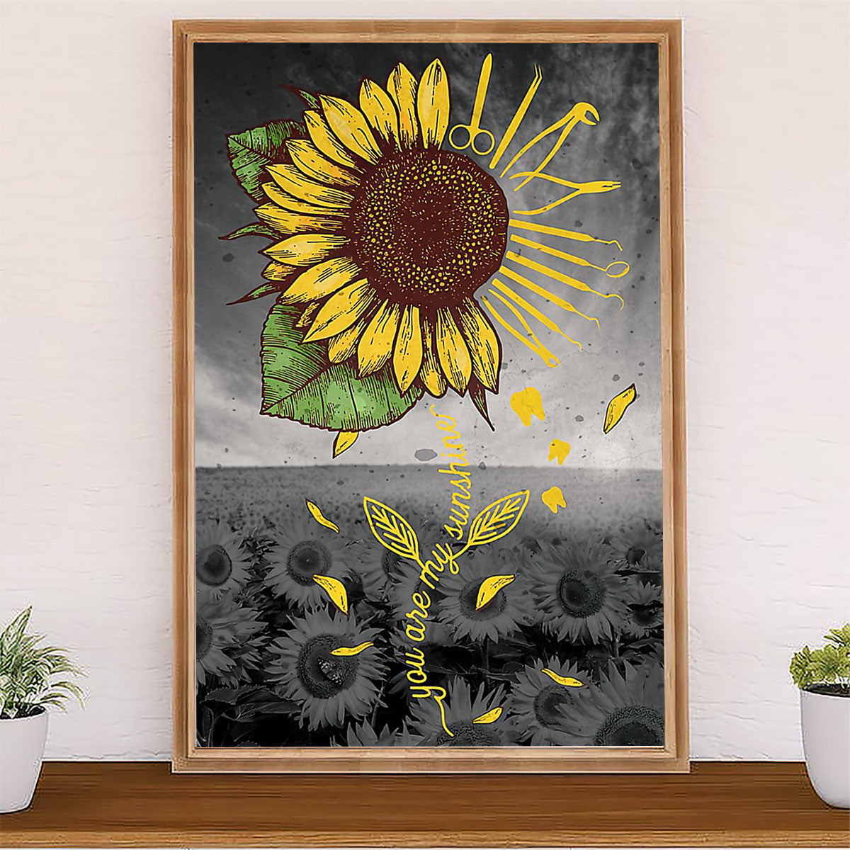 Dental Canvas Sunflower You Are My Sunshine | Wall Art Gift for Dentist