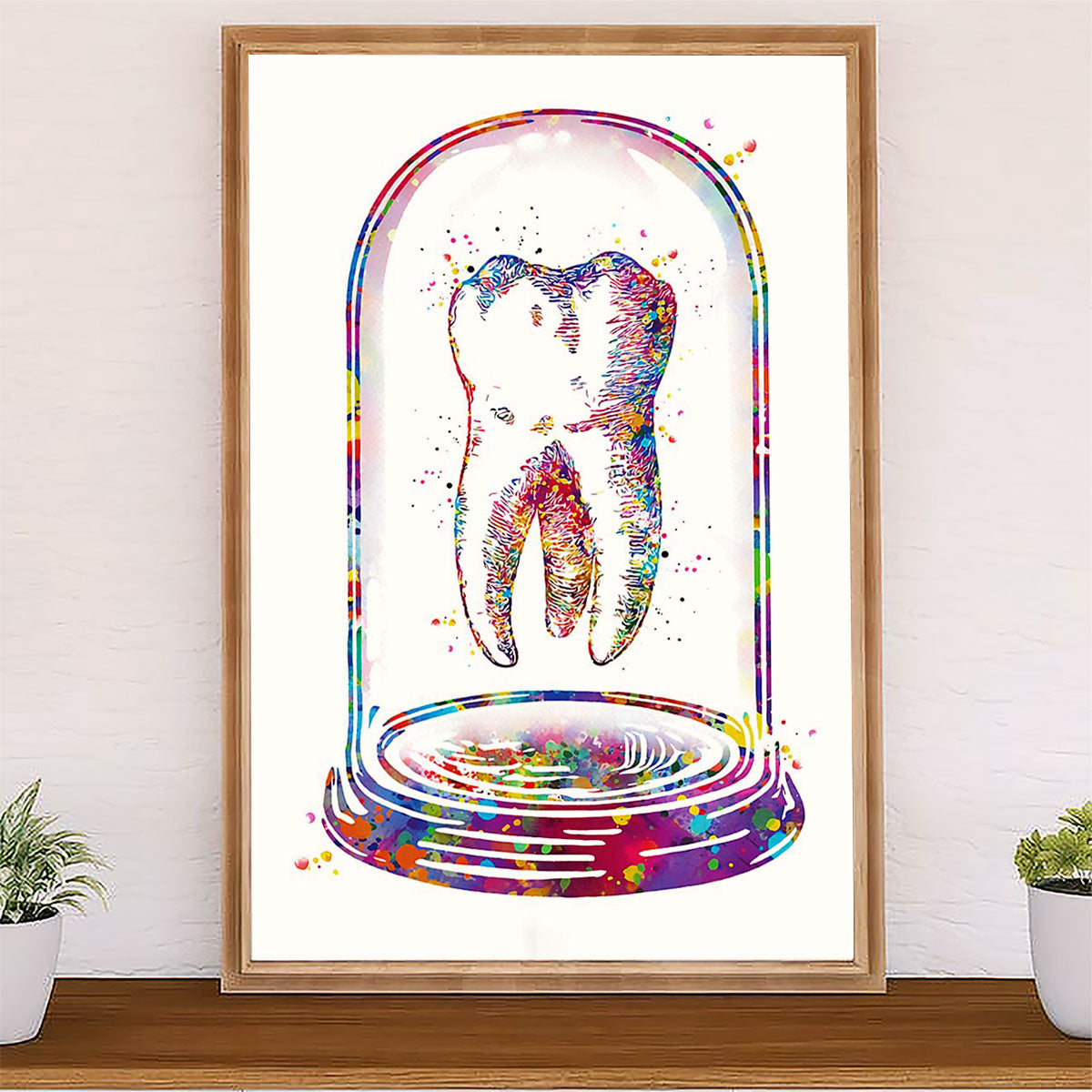 Dental Poster Watercolor Tooth Art Painting | Wall Art Gift for Dentist