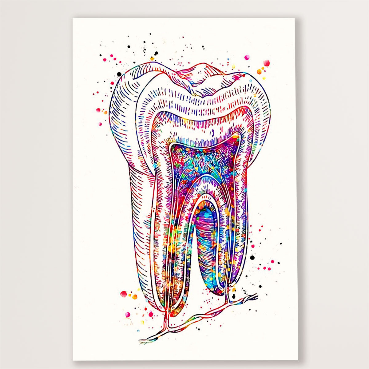 Dental Poster Watercolor Tooth Art Painting | Wall Art Gift for Dentist