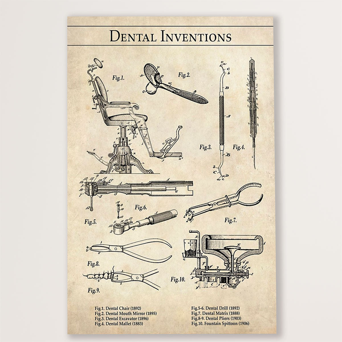 Dental Canvas Dental Inventions | Wall Art Gift for Dentist