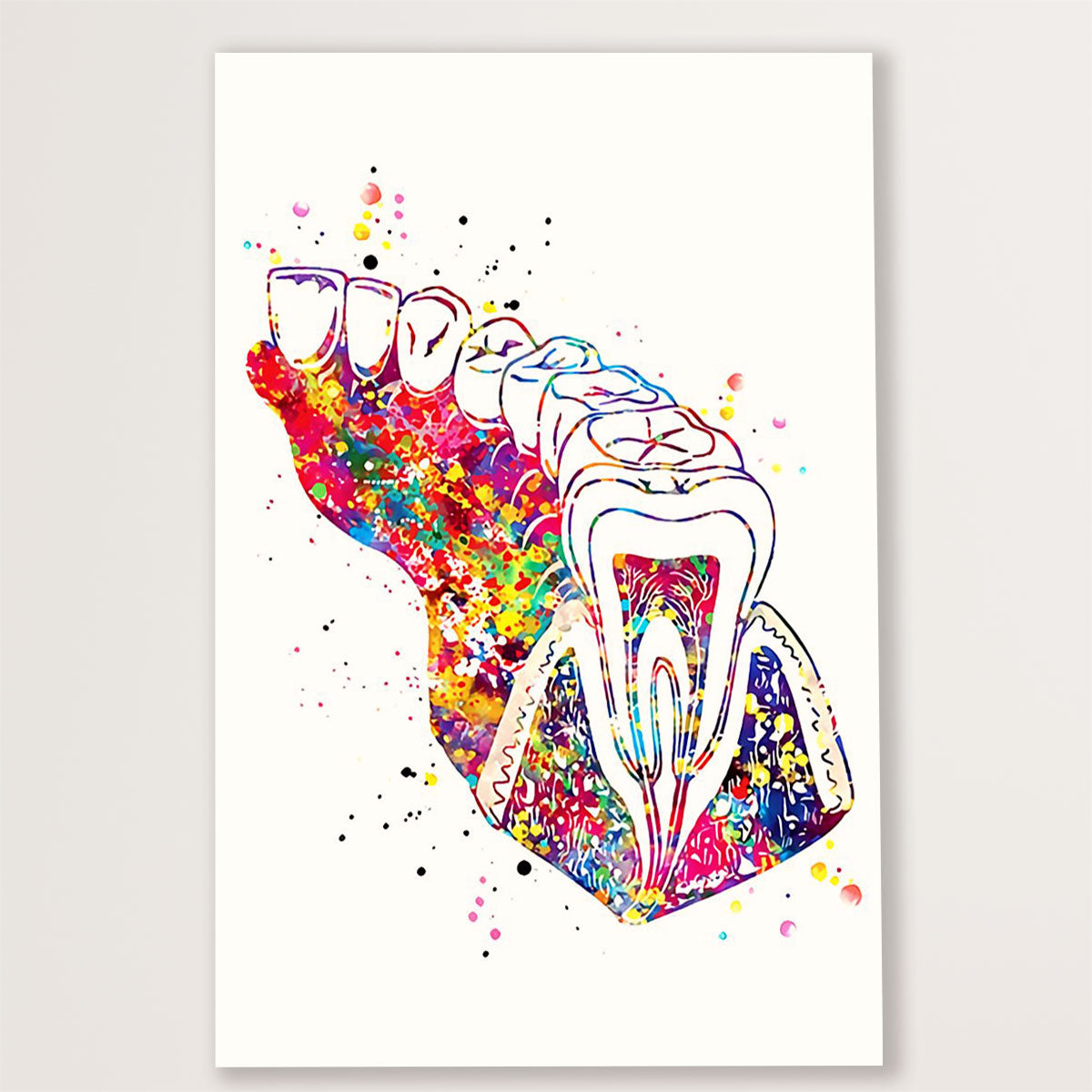 Dental Canvas Watercolor Teeth Art Painting | Wall Art Gift for Dentist