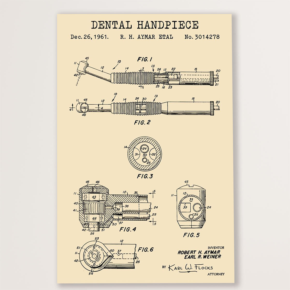 Dental Poster Dental Handpiece | Wall Art Gift for Dentist