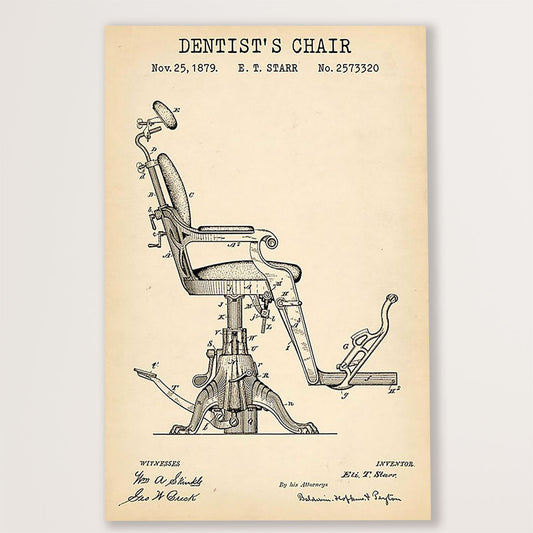 Dental Canvas Dentist's Chair | Wall Art Gift for Dentist