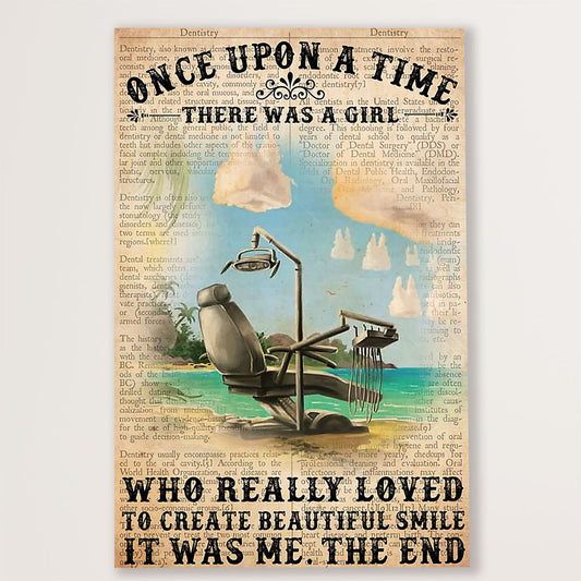 Dental Canvas There Was A Girl Who Really Loved To Create Beautiful Smile | Wall Art Gift for Dentist