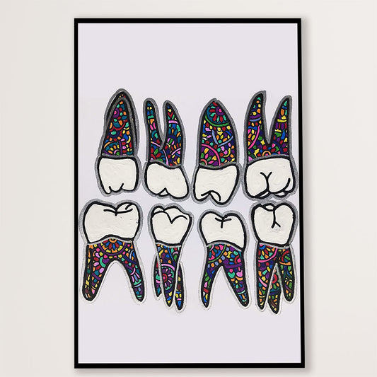 Dental Canvas Tooth Art Painting | Wall Art Gift for Dentist