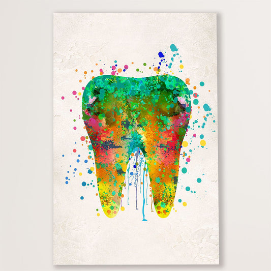 Dental Canvas Tooth Art Painting | Wall Art Gift for Dentist