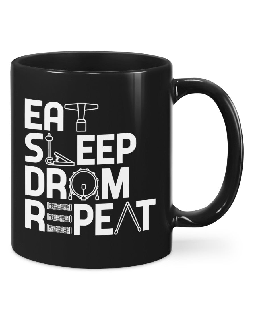 Drumming Coffee Mug | Eat, Sleep, Drum, Repeat | Drinkware Gift for Drummer