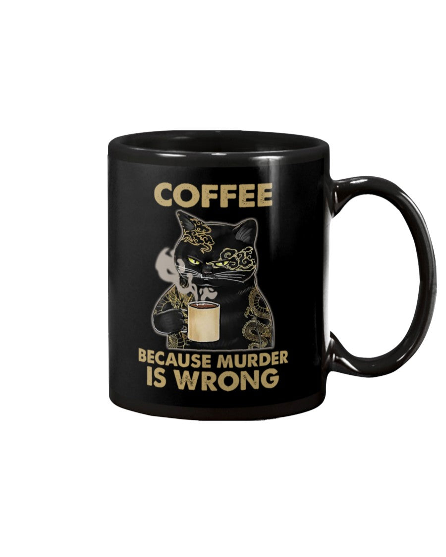 Tattoo Coffee Mug | Coffee Because Murder Is Wrong | Drinkware Gift for Tattoo Artist, Tattoo Lover