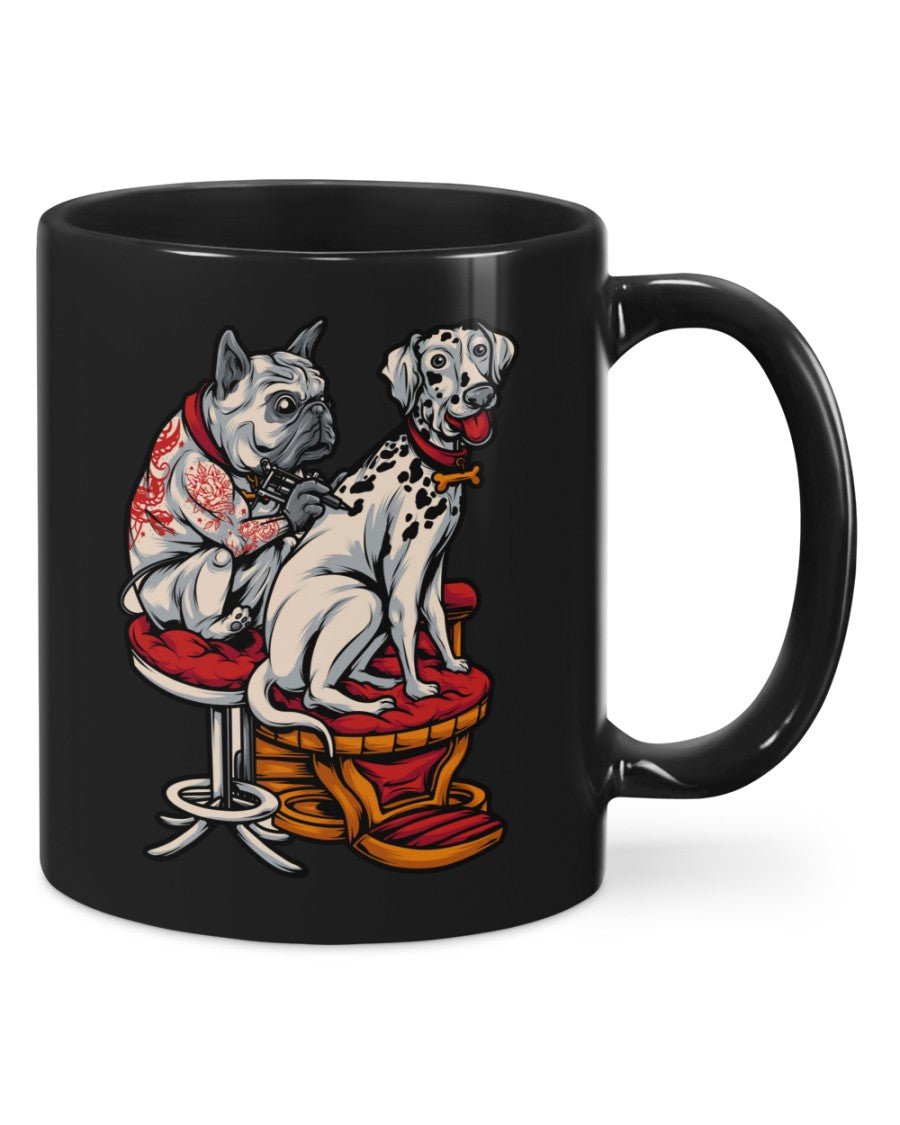 Tattoo Coffee Mug | Tattooed Dog | Drinkware Gift for Tattoo Artist, Tattoo Lover