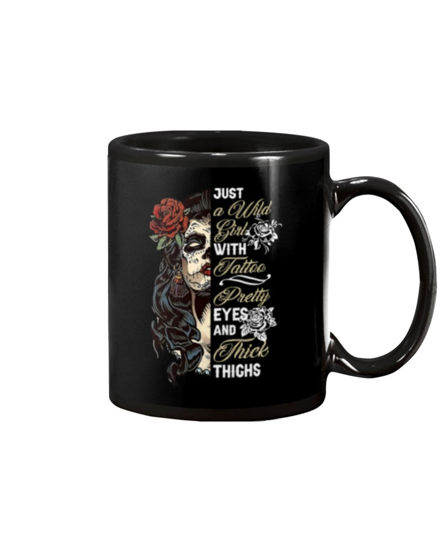 Tattoo Coffee Mug | Just A Wild Girl With Tattoo | Drinkware Gift for Tattoo Artist, Tattoo Lover