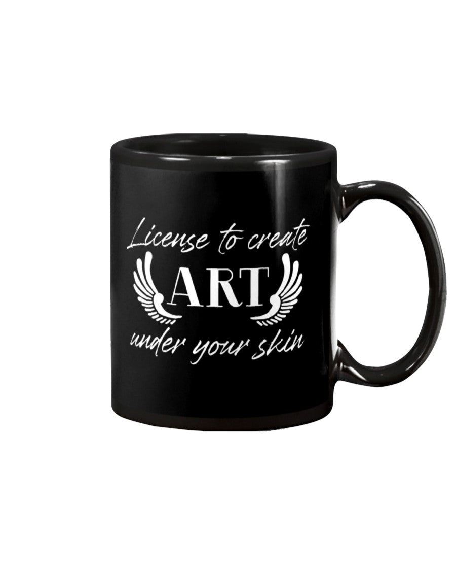 Tattoo Coffee Mug | License To Create Art | Drinkware Gift for Tattoo Artist, Tattoo Lover