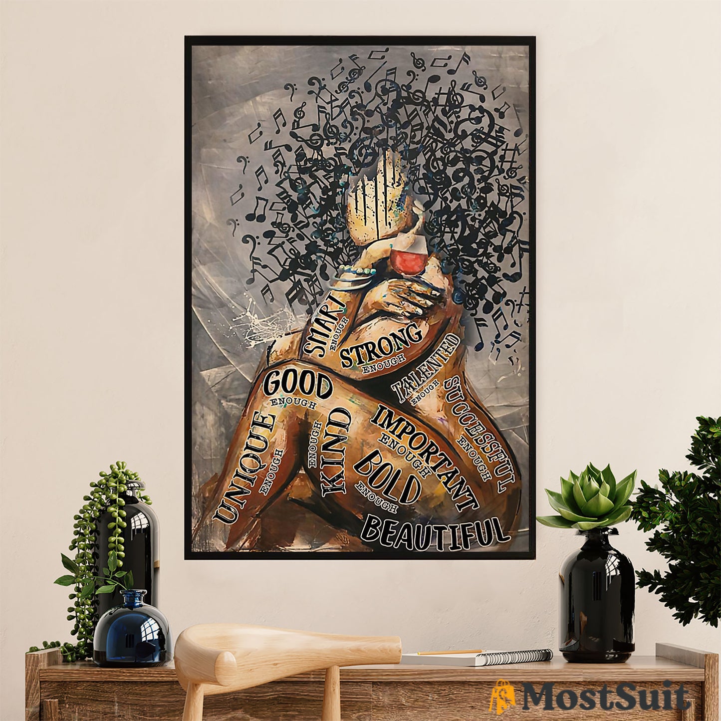 African American Afro Poster | Gift for Black Girl | Juneteenth Day Room Wall Art - Motivational Quotes Wine Girl