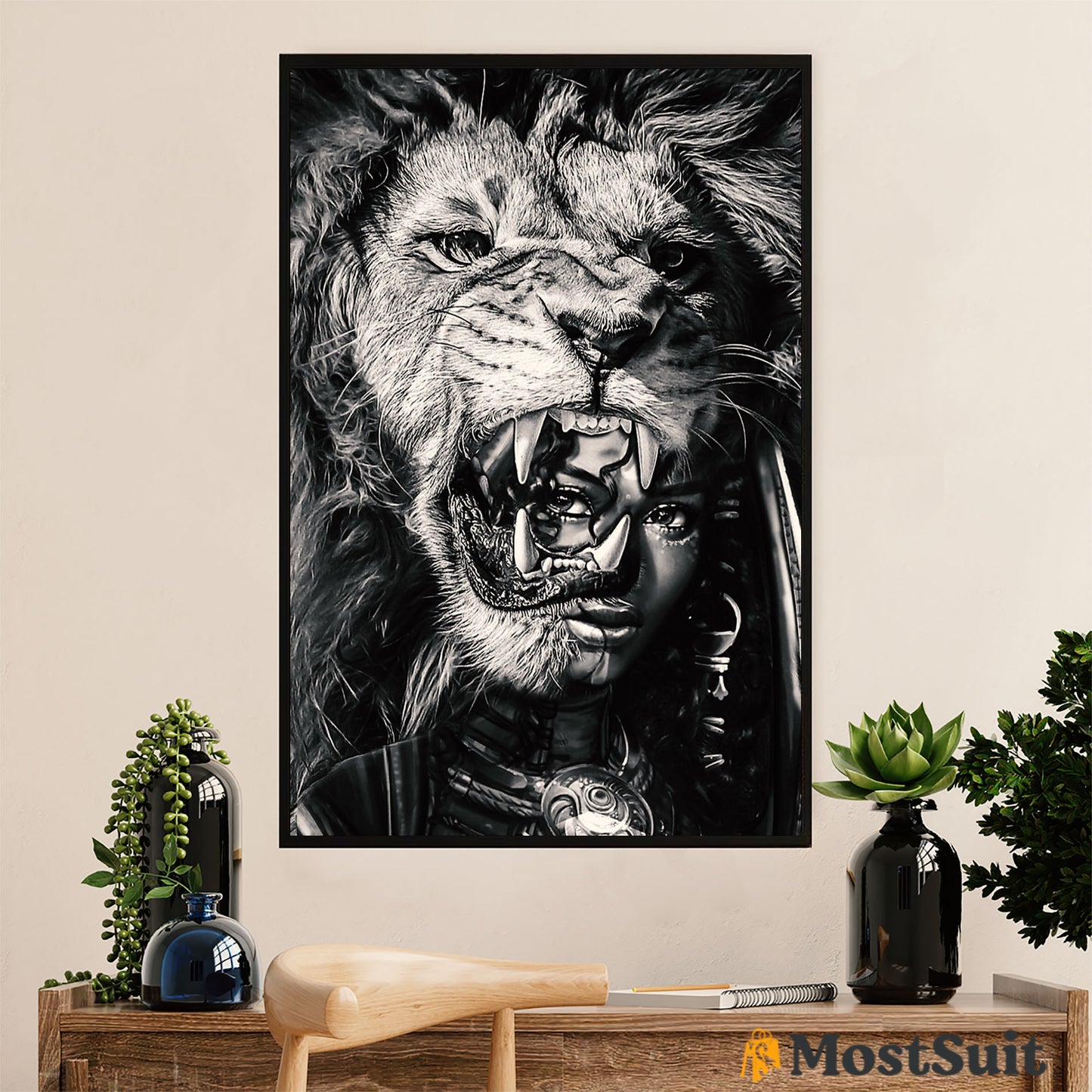 African American Afro Poster | Gift for Black Girl | Juneteenth Day Room Wall Art - Black Woman Tiger Lion