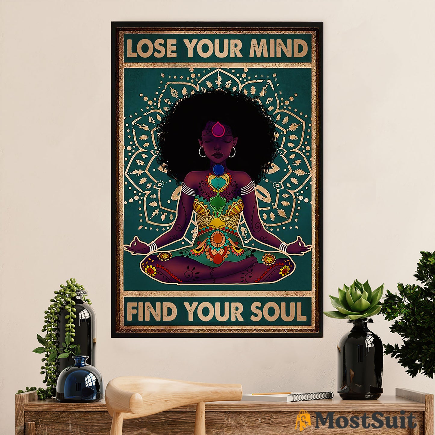 African American Afro Poster | Gift for Black Girl | Juneteenth Day Room Wall Art - Black Woman Yoga