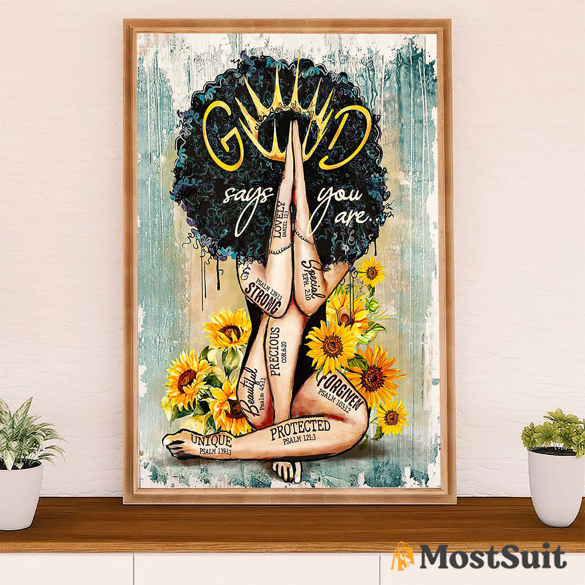 African American Afro Poster | Gift for Black Girl | Juneteenth Day Room Wall Art - God Says You Are