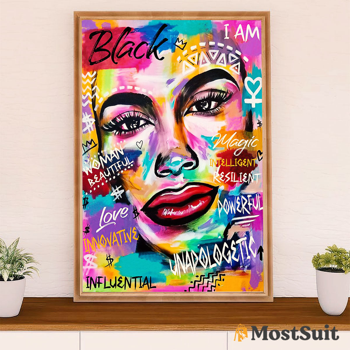 African American Afro Poster | Gift for Black Girl | Juneteenth Day Room Wall Art - Colorful Woman Beautiful