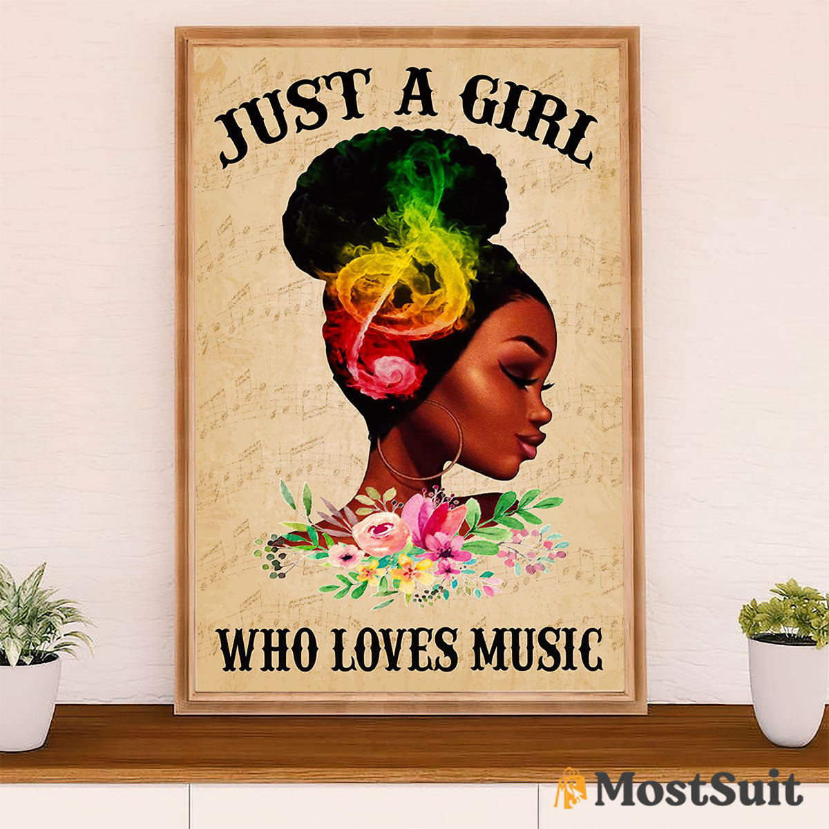 African American Afro Poster | Gift for Black Girl | Juneteenth Day Room Wall Art - Girl Loves Music