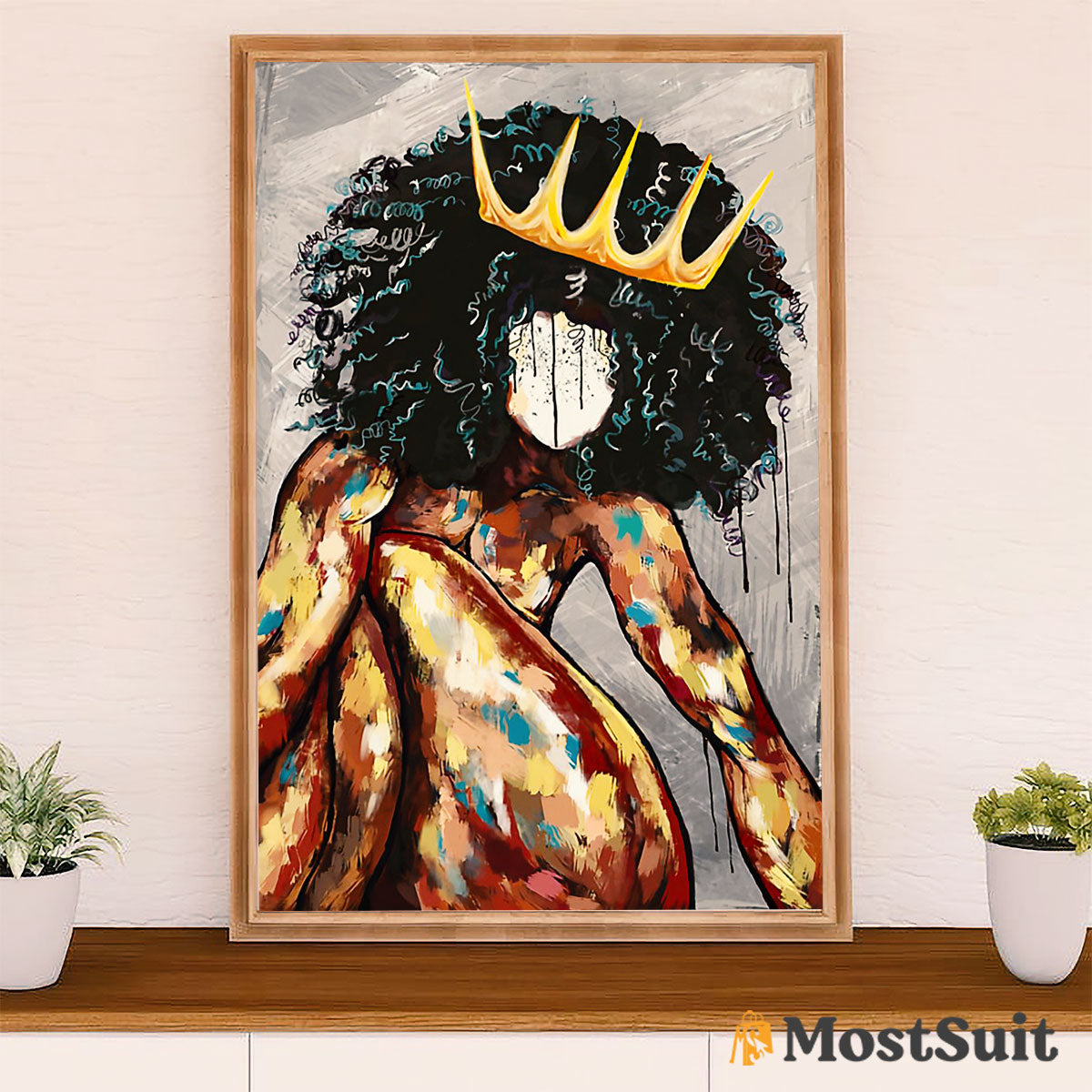 African American Afro Poster | Gift for Black Girl | Juneteenth Day Room Wall Art - Black Queen