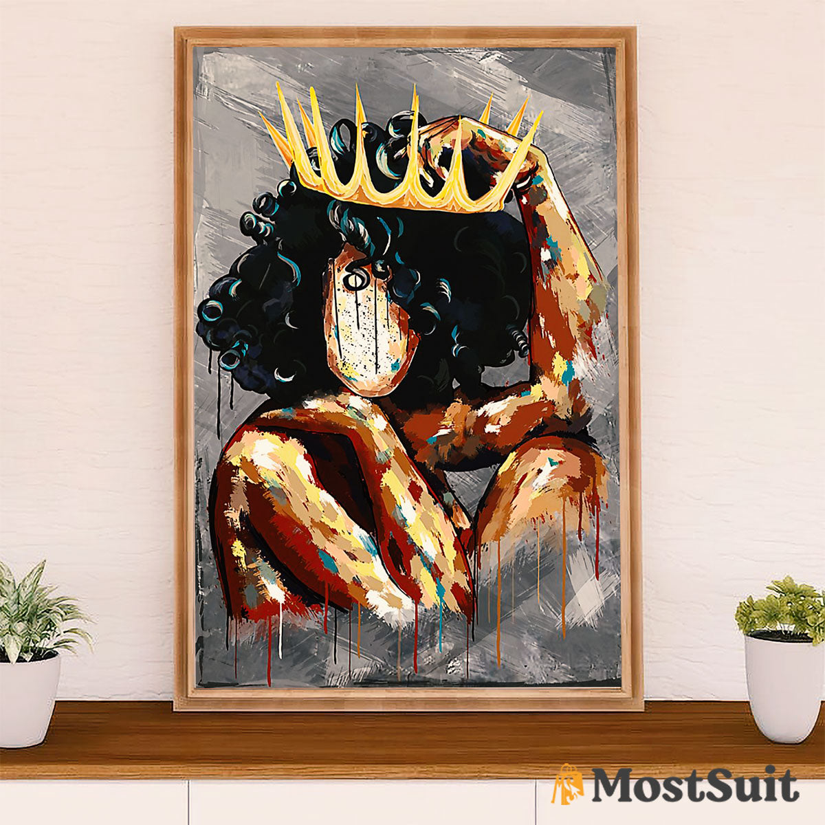 African American Afro Poster | Gift for Black Girl | Juneteenth Day Room Wall Art - Black Queen Afro