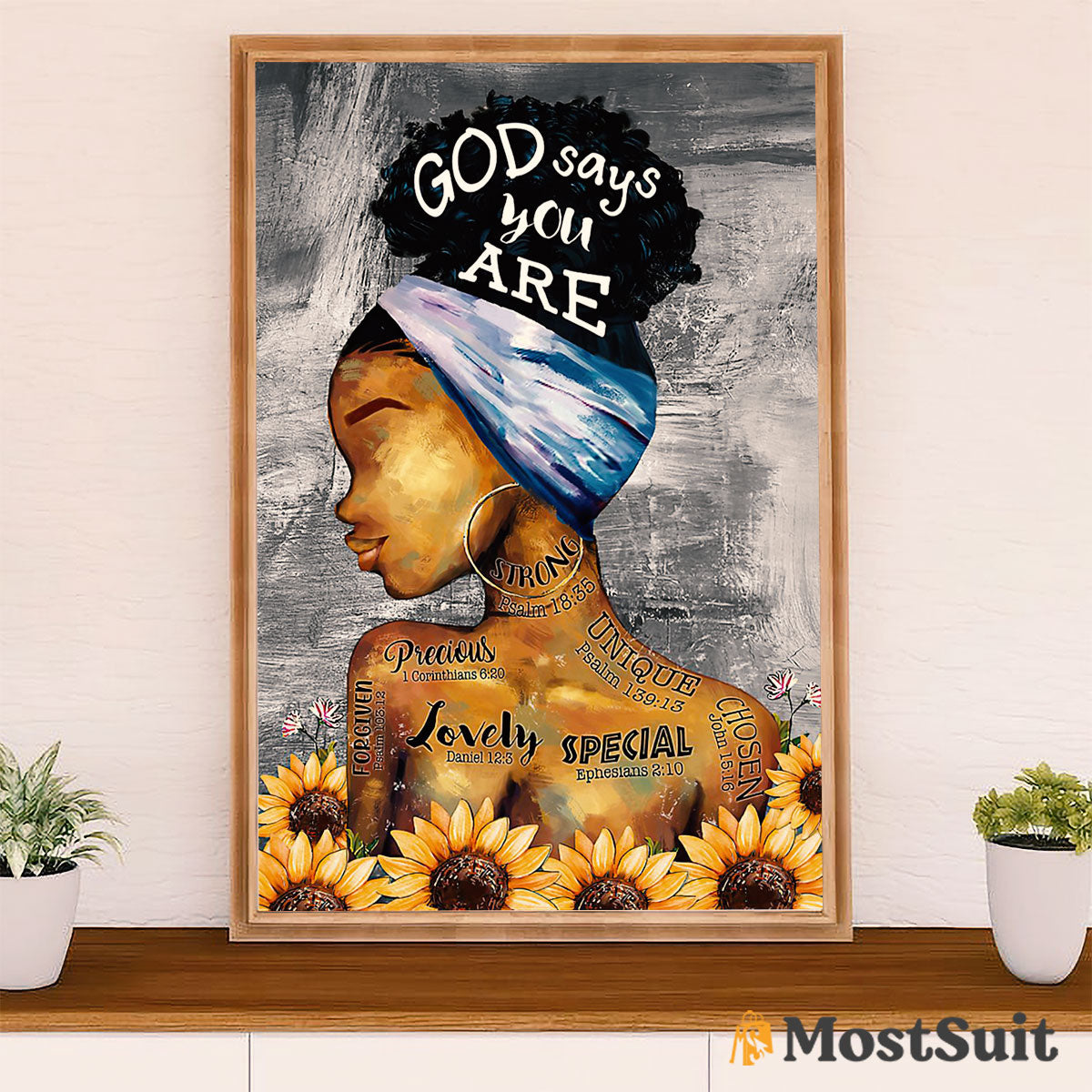 African American Afro Poster | Gift for Black Girl | Juneteenth Day Room Wall Art - God Says You Are