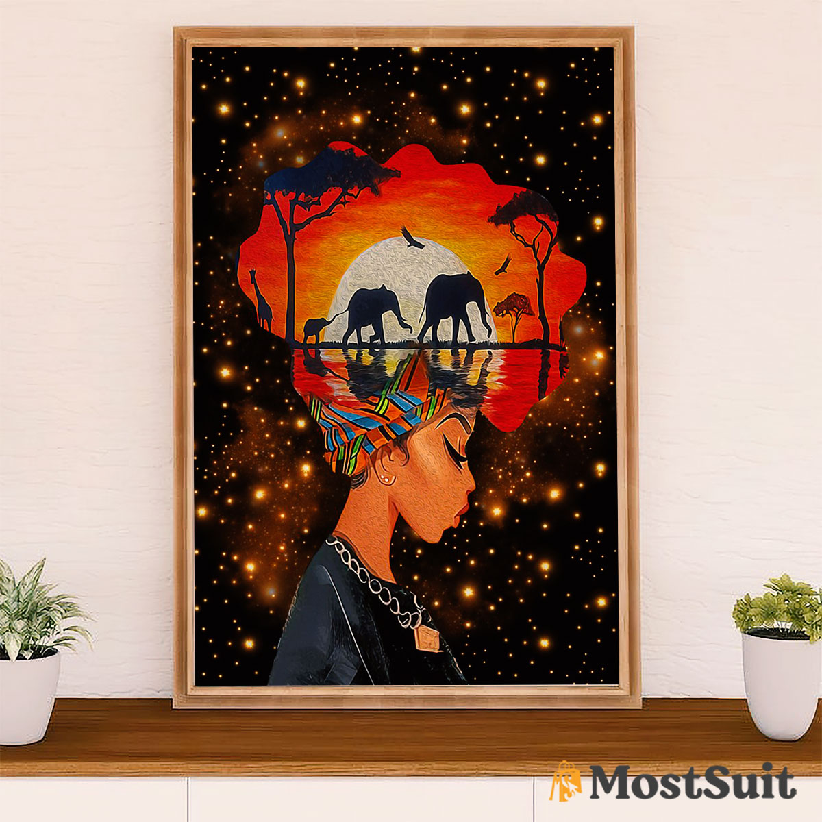 African American Afro Poster | Gift for Black Girl | Juneteenth Day Room Wall Art - Black Girl Nature