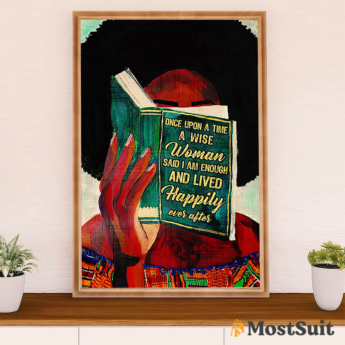 African American Afro Poster | Gift for Black Girl | Juneteenth Day Room Wall Art - Happy Black Woman