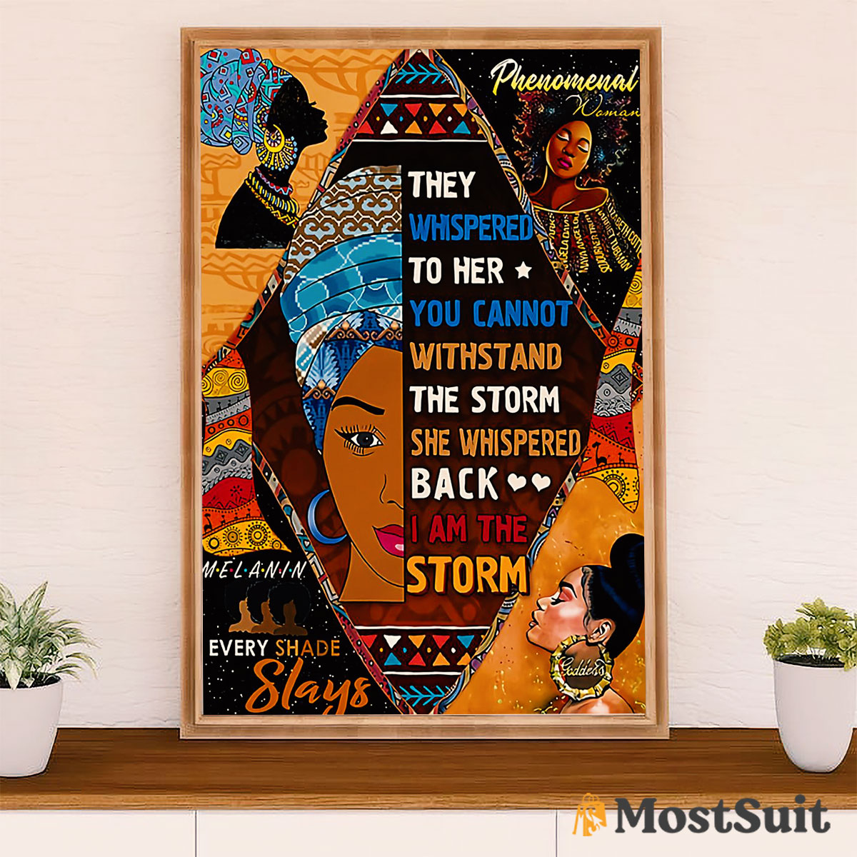 African American Afro Poster | Gift for Black Girl | Juneteenth Day Room Wall Art - I Am The Storm