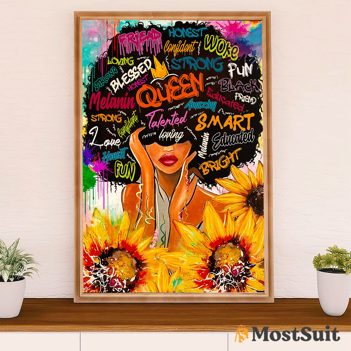 African American Afro Poster | Gift for Black Girl | Juneteenth Day Room Wall Art - Black Queen Talented