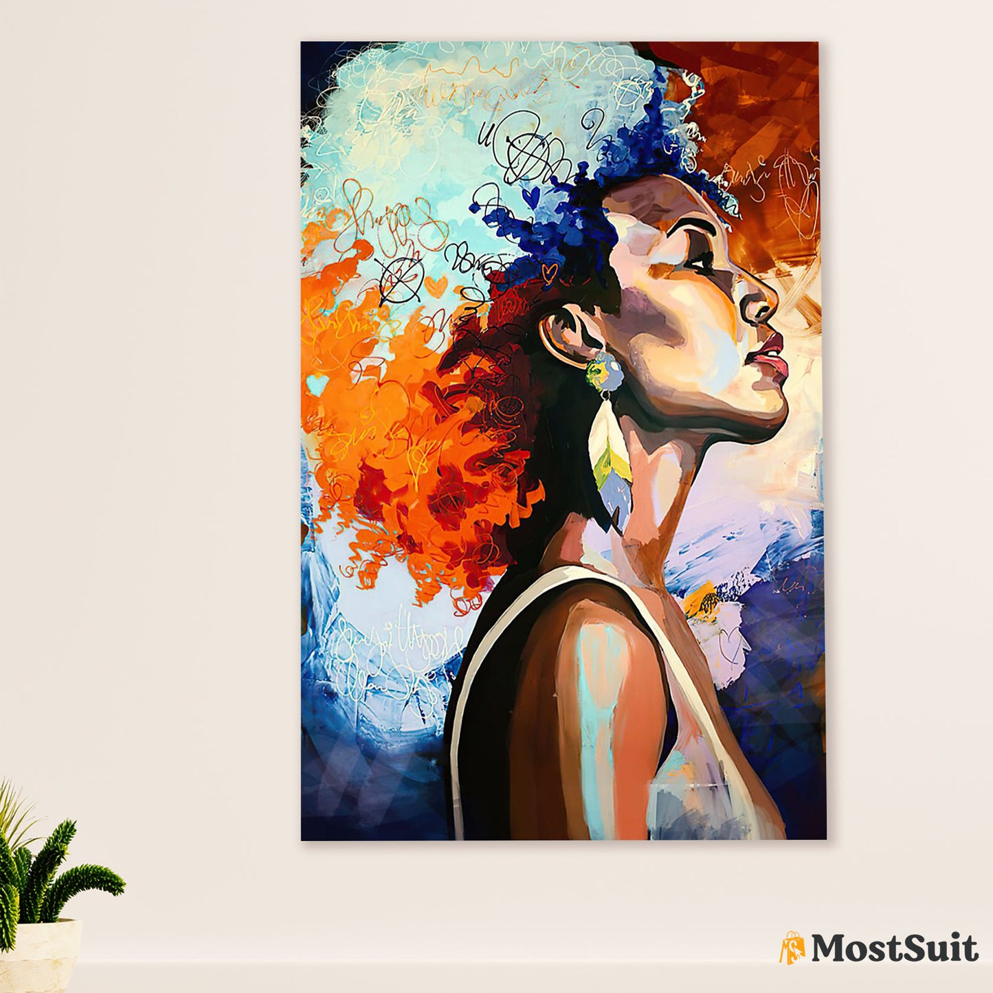 African American Afro Poster | Gift for Black Girl | Juneteenth Day Room Wall Art - Colorful Girl