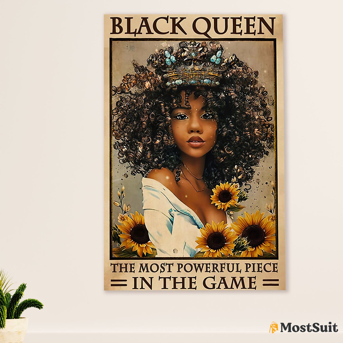African American Afro Poster | Gift for Black Girl | Juneteenth Day Room Wall Art - Black Queen Powerful Piece