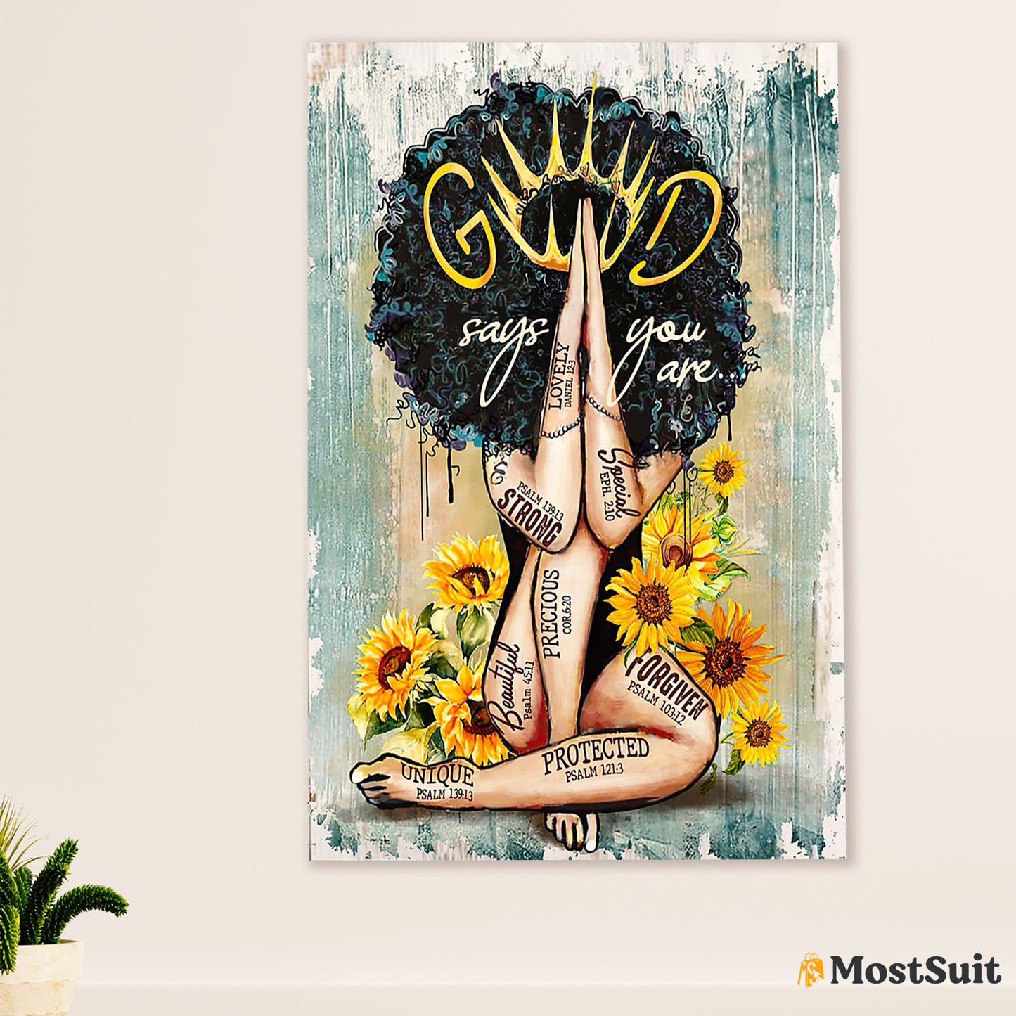 African American Afro Poster | Gift for Black Girl | Juneteenth Day Room Wall Art - God Says You Are