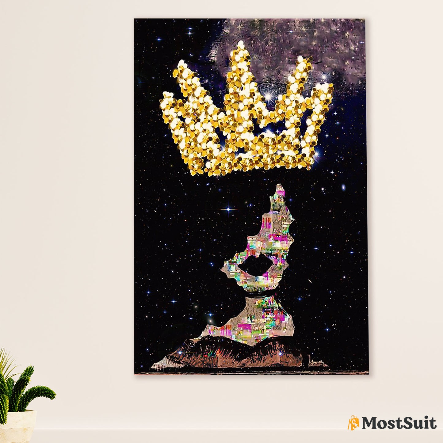 African American Afro Poster | Gift for Black Girl | Juneteenth Day Room Wall Art - Black Queen Galaxy