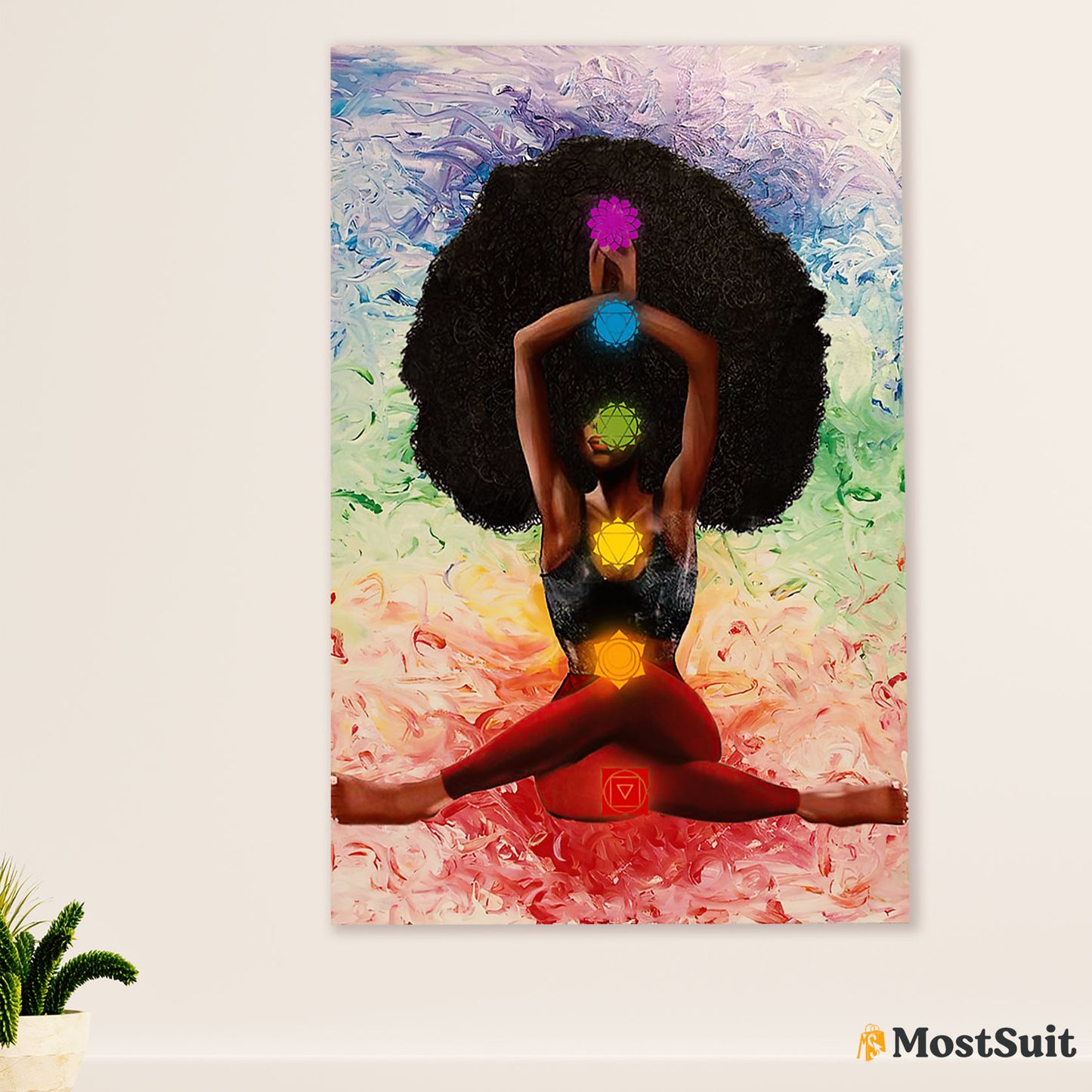 African American Afro Poster | Gift for Black Girl | Juneteenth Day Room Wall Art - Black Woman Yoga