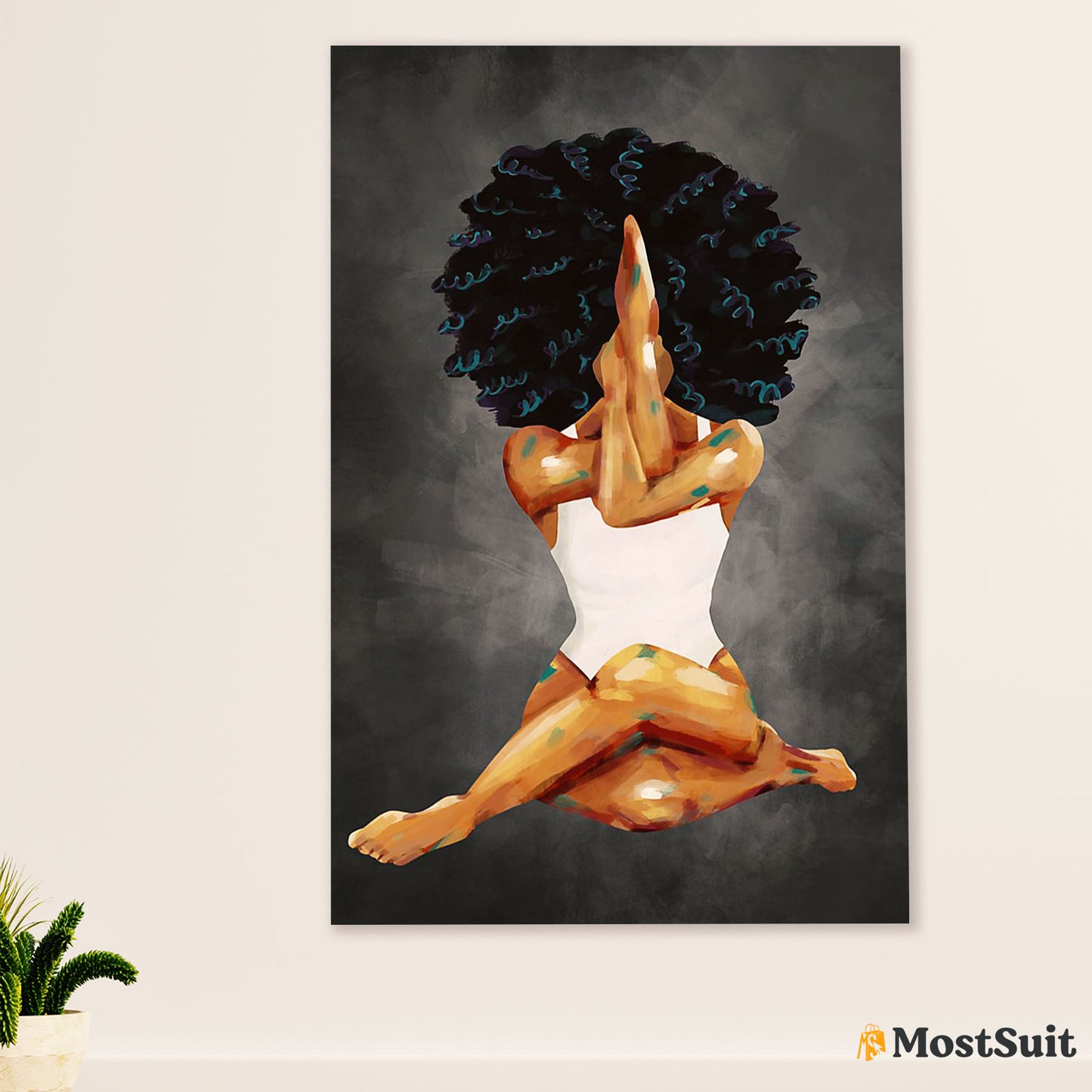 African American Afro Poster | Gift for Black Girl | Juneteenth Day Room Wall Art - Black Woman Meditation