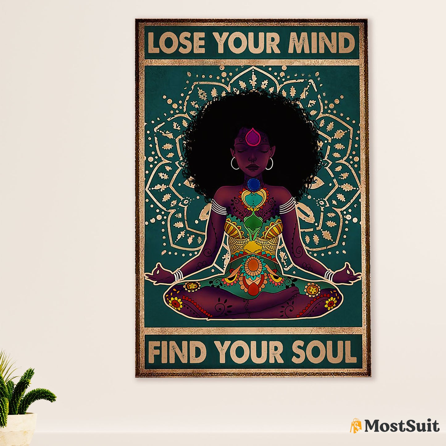 African American Afro Poster | Gift for Black Girl | Juneteenth Day Room Wall Art - Black Woman Yoga
