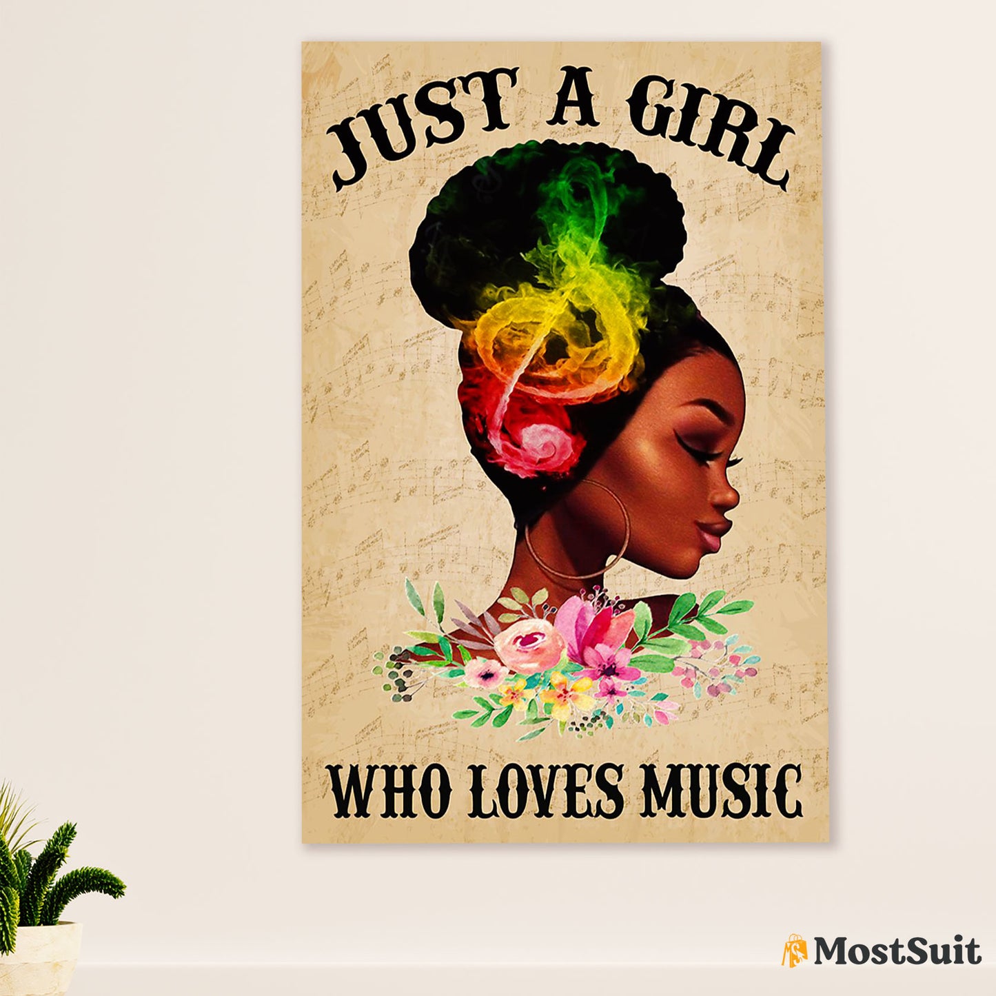 African American Afro Poster | Gift for Black Girl | Juneteenth Day Room Wall Art - Girl Loves Music