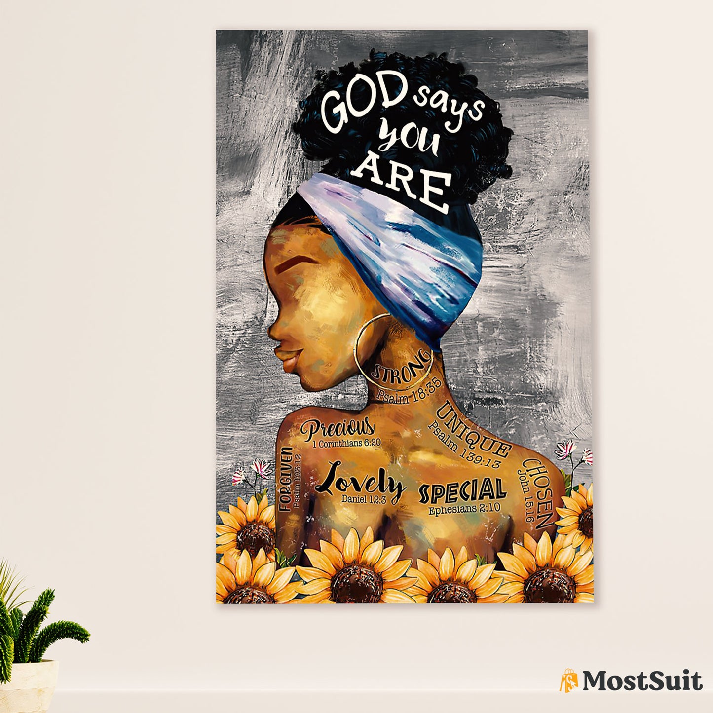 African American Afro Poster | Gift for Black Girl | Juneteenth Day Room Wall Art - God Says You Are