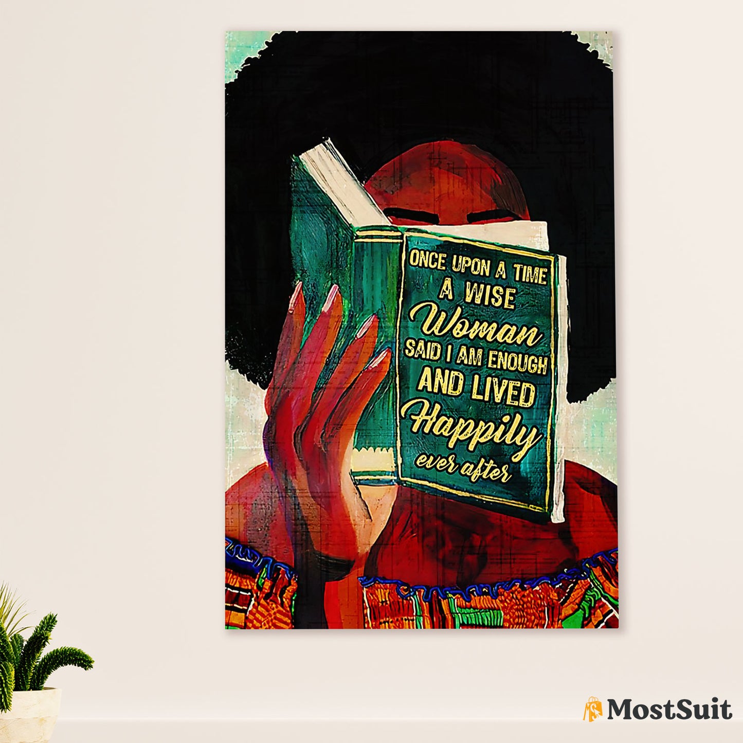 African American Afro Poster | Gift for Black Girl | Juneteenth Day Room Wall Art - Happy Black Woman