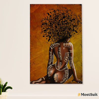 African American Afro Poster | Gift for Black Girl | Juneteenth Day Room Wall Art - Strong Bold Enough