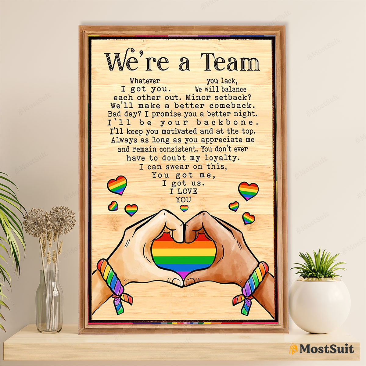 LGBT Gay Pride Month Poster Room Wall Art | Couple Love We are A Team