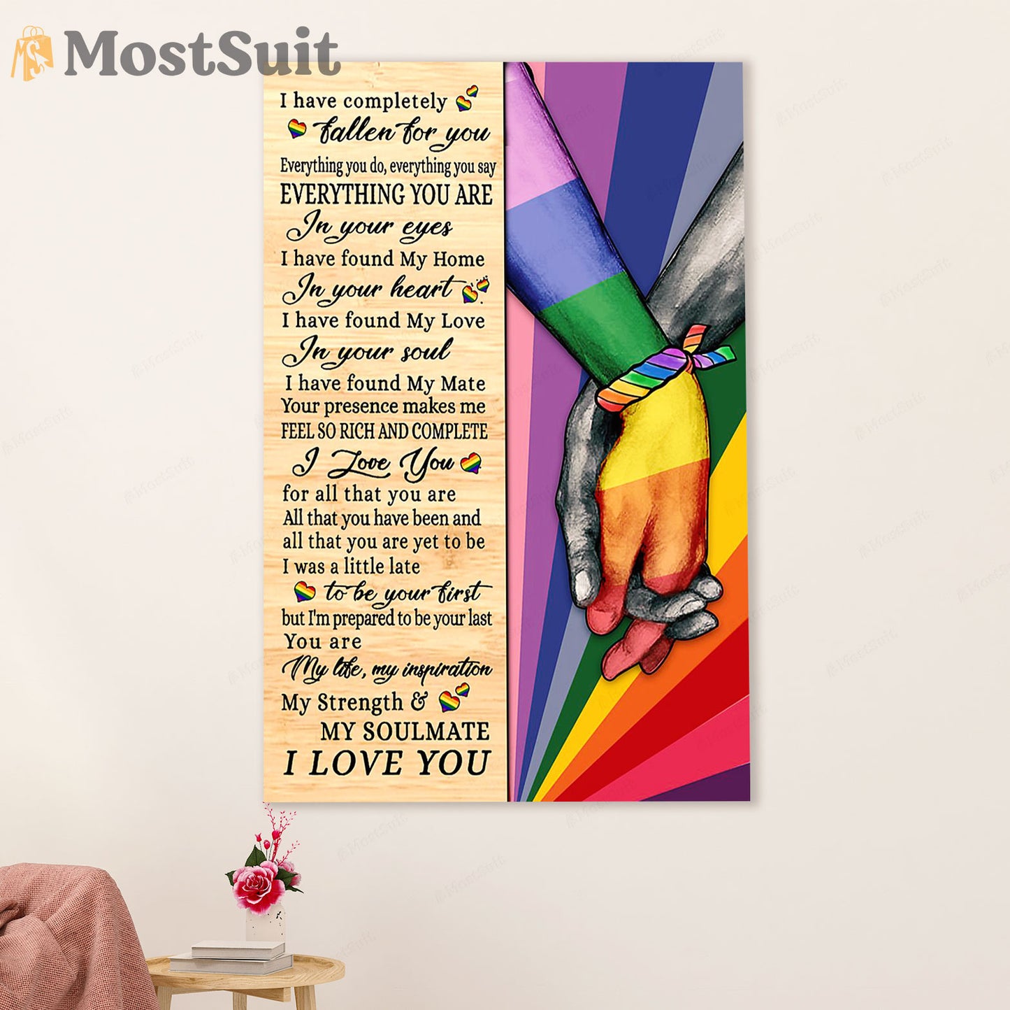LGBT Gay Pride Month Poster Room Wall Art | Couple I Love You