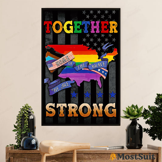 LGBT Gay Pride Month Poster Room Wall Art | American Gay Together We Are Strong