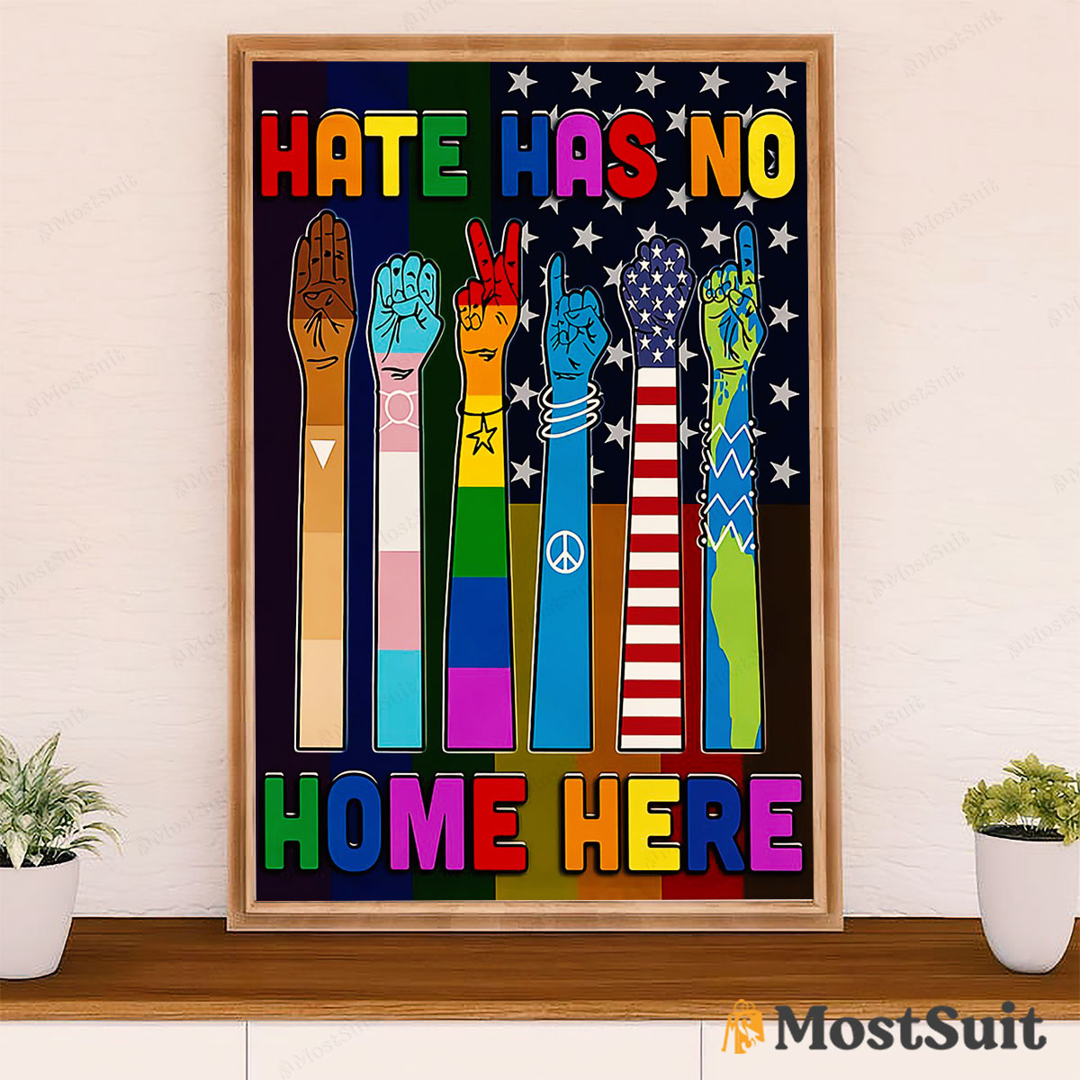 LGBT Gay Pride Month Poster Room Wall Art | Gay Hate Has No Home