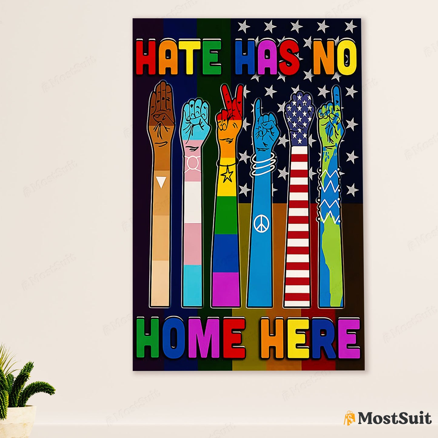LGBT Gay Pride Month Poster Room Wall Art | Gay Hate Has No Home