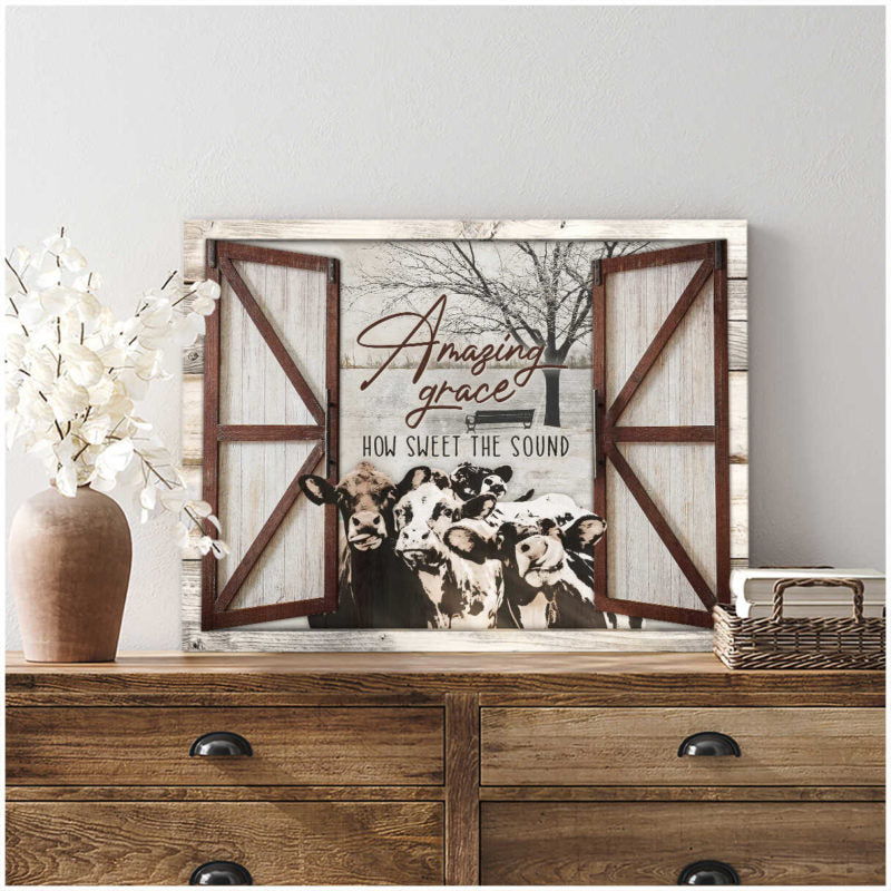 Mostsuit Amazing Grace Farm Cows Canvas Poster Wall Art Decor